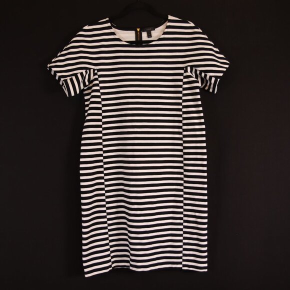 J. Crew Black & White Striped T-Shirt Shift Dress - Picture 5 of 10